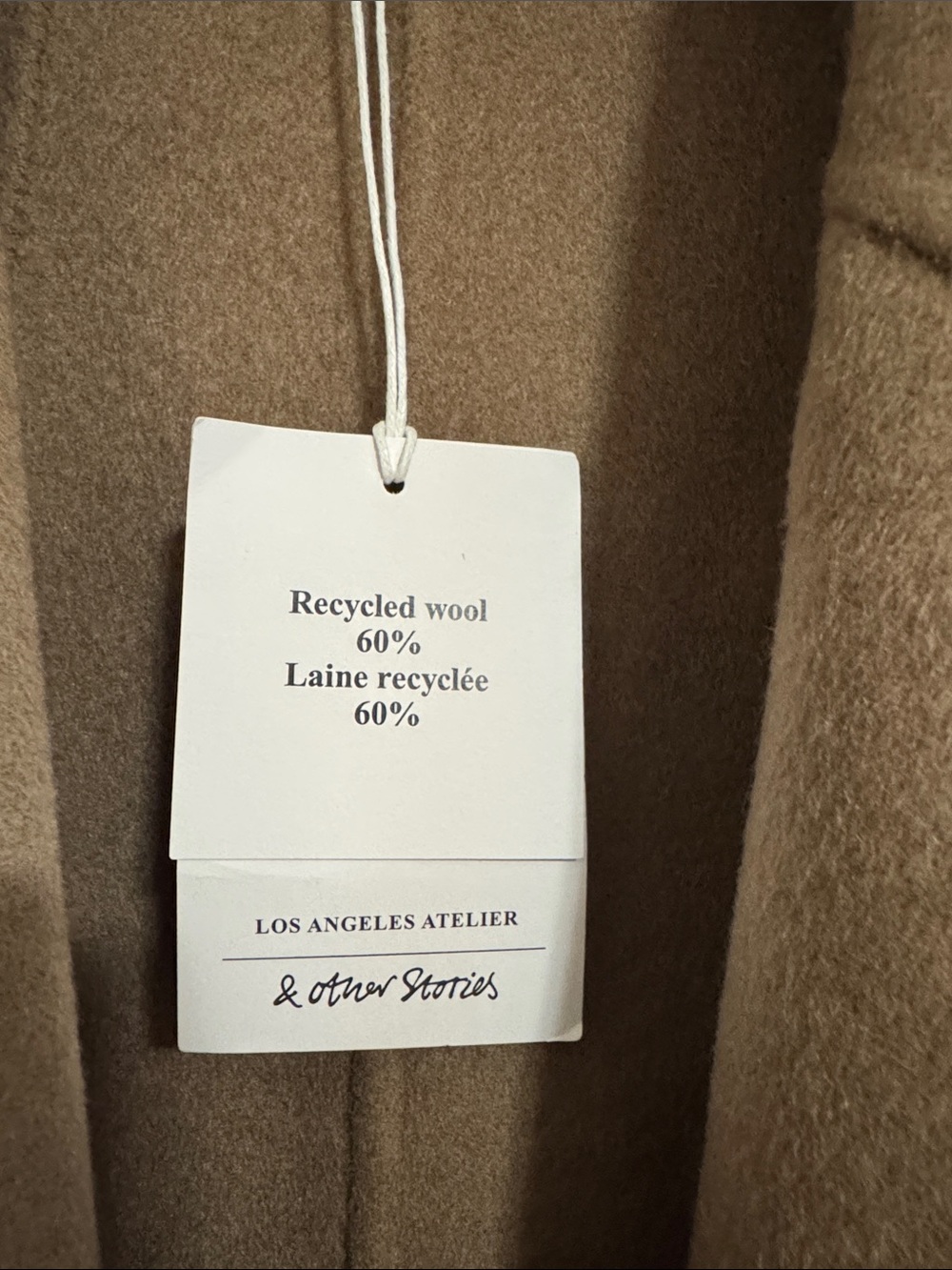 & Other Stories Recycled Wool Coat in Camel - Picture 2 of 3